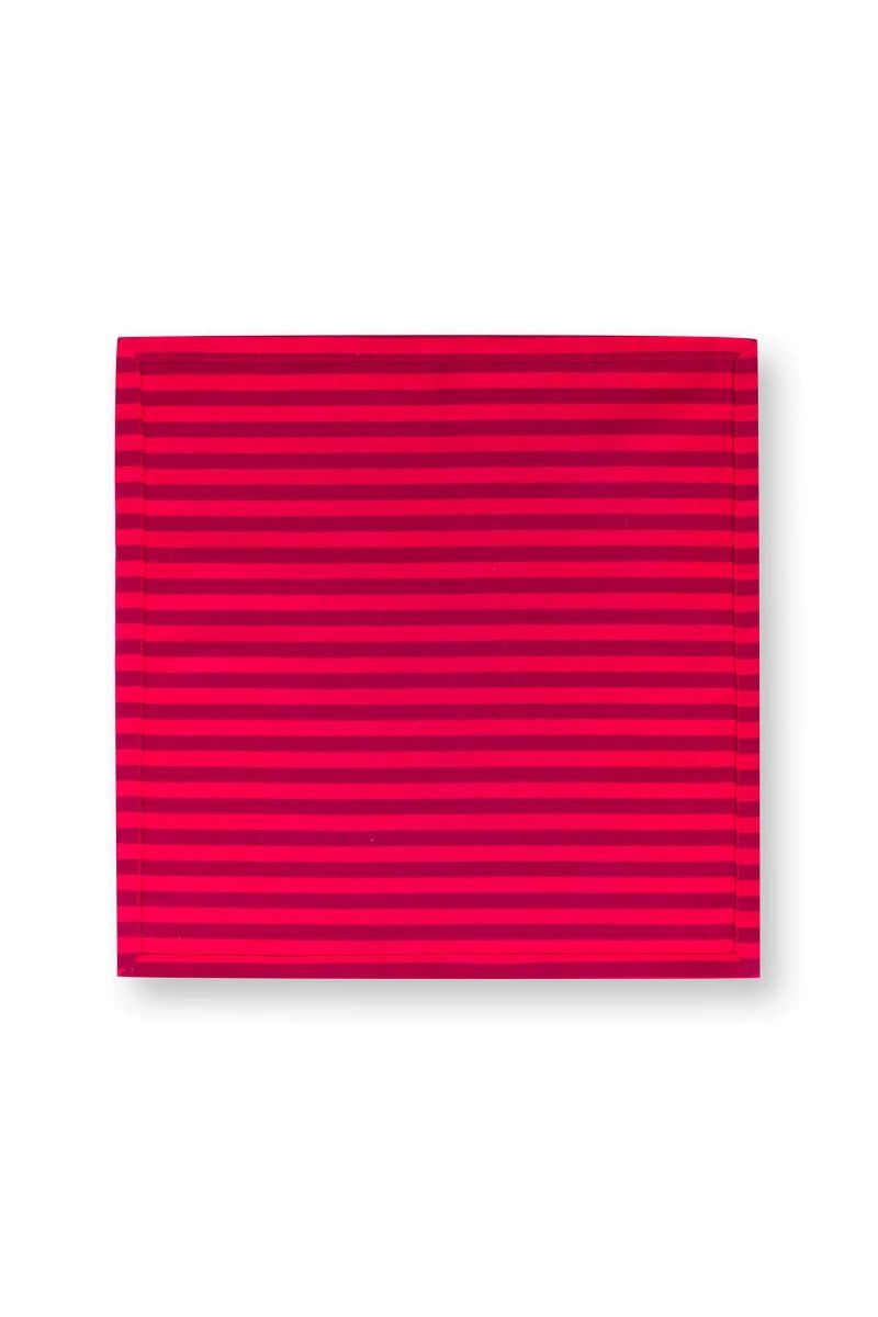 Set/4 Napkins Stripes Dark Red