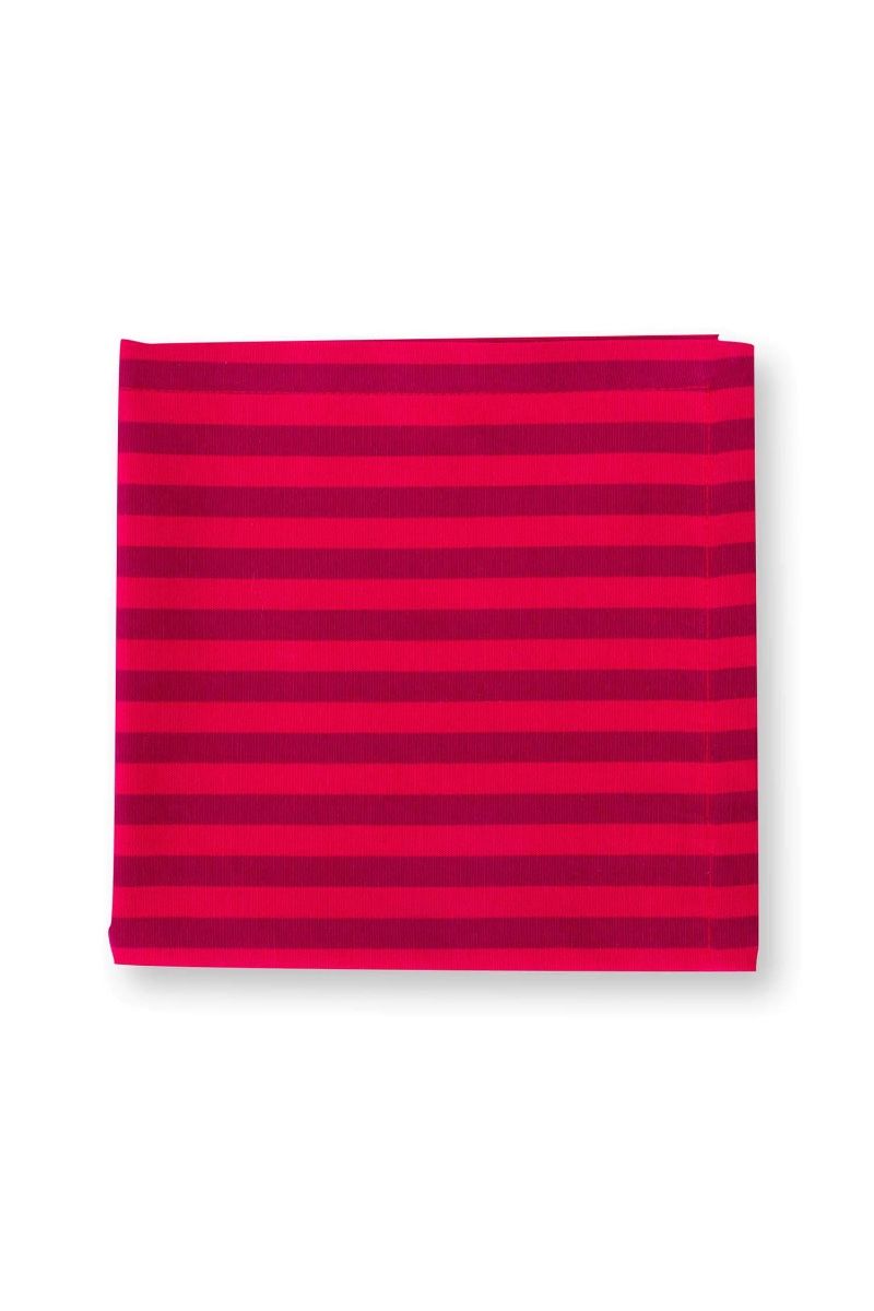 Set/4 Napkins Stripes Dark Red