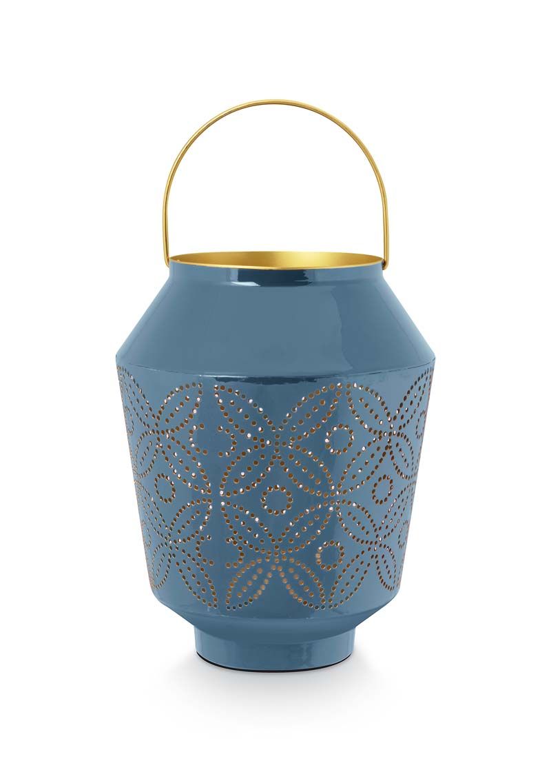 Lantern Enamelled Blue 29cm