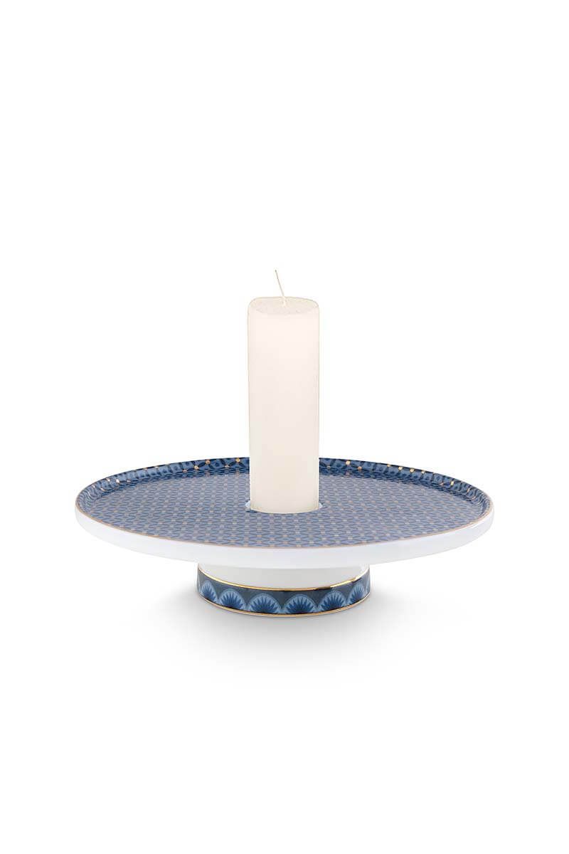 Cross Stitch Candle Tray Blue 14cm