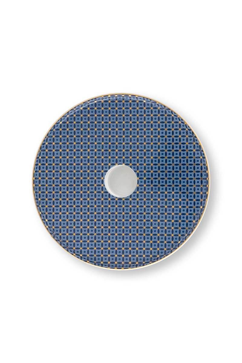 Cross Stitch Candle Tray Blue 14cm