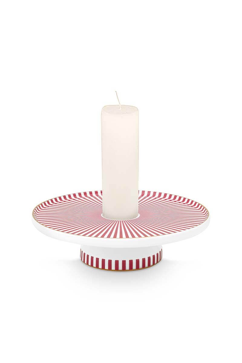 Royal Stripes Candle Tray Pink 14cm