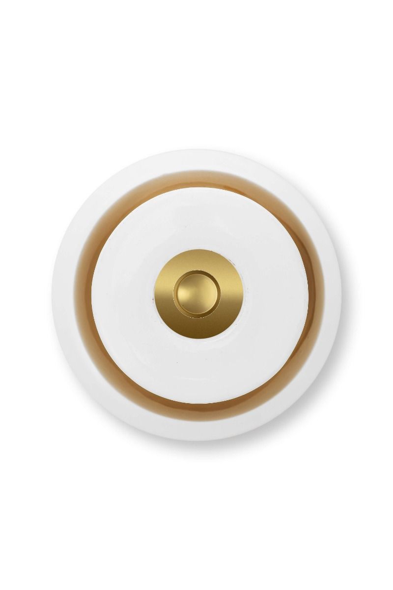 Bougeoir en Métal Sphère Petit Blanc-Or 24cm