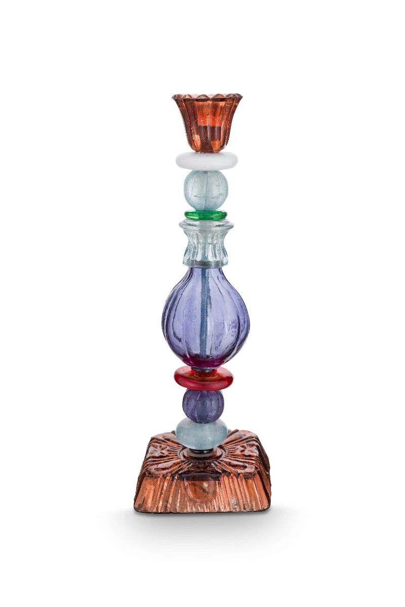 Bougeoir en Verre Bleu 28cm