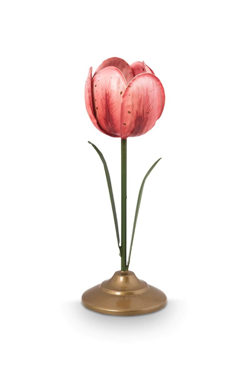 Set/2 Tulpe Kerzenhalter Metall Rosa