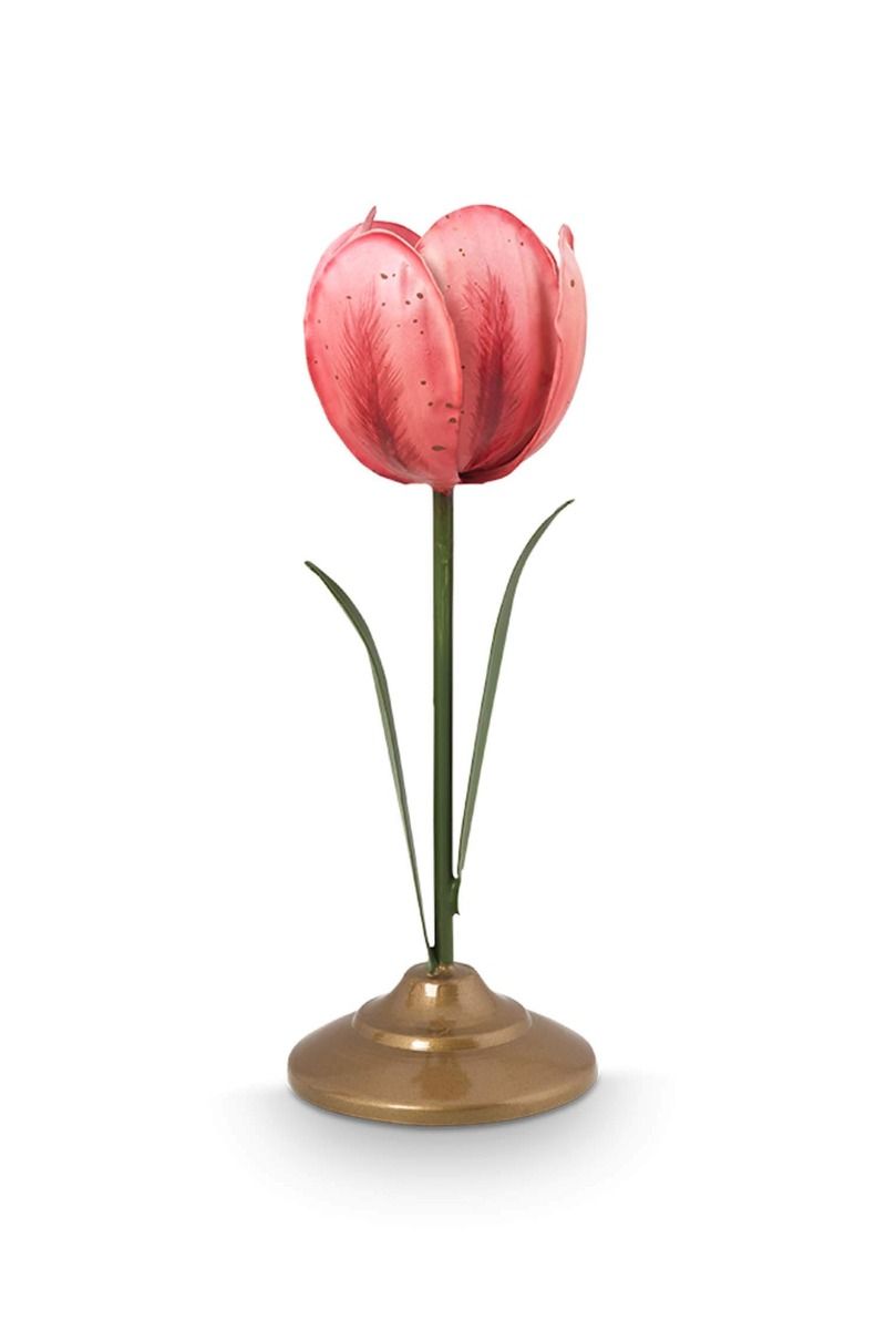 Set/2 Tulpe Kerzenhalter Metall Rosa