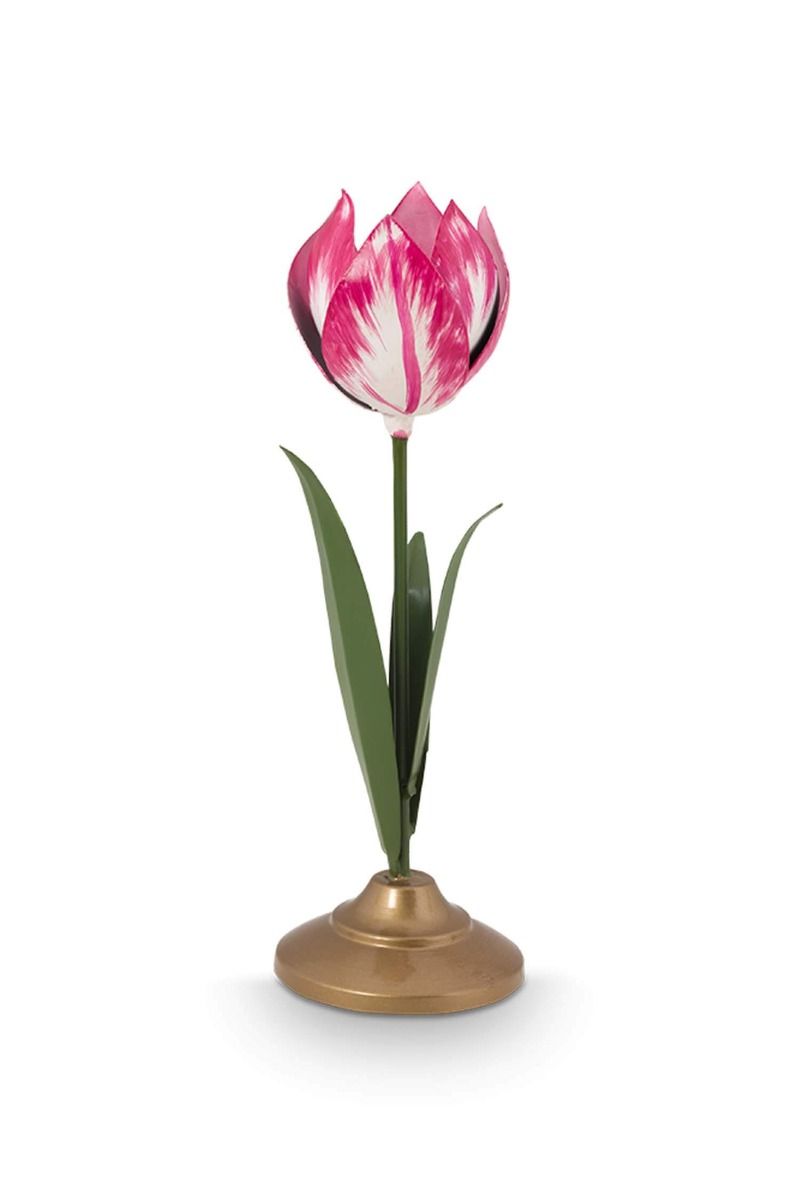 Set/2 Tulpe Kerzenhalter Metall Rosa