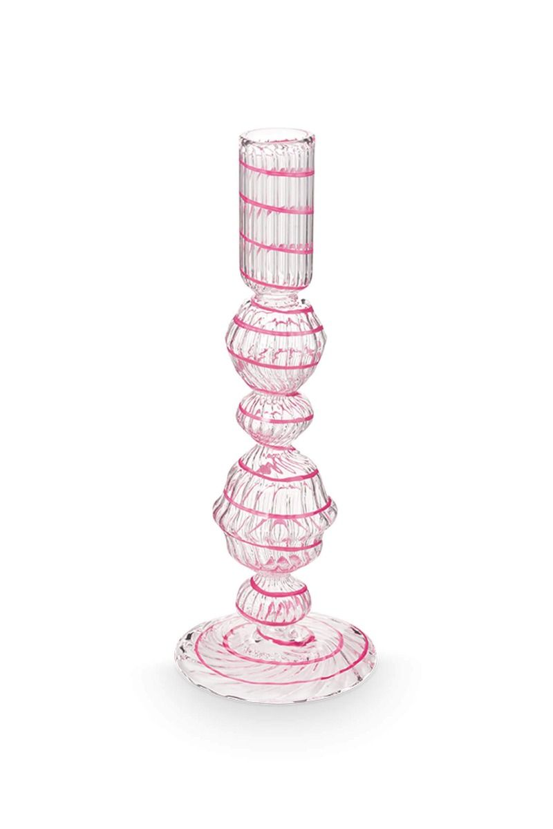 Kerzenständer Glas Strudel Rosa 22cm