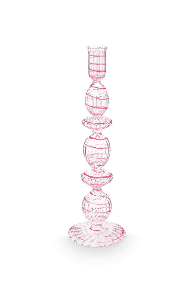Kerzenständer Glas Strudel Rosa 28cm