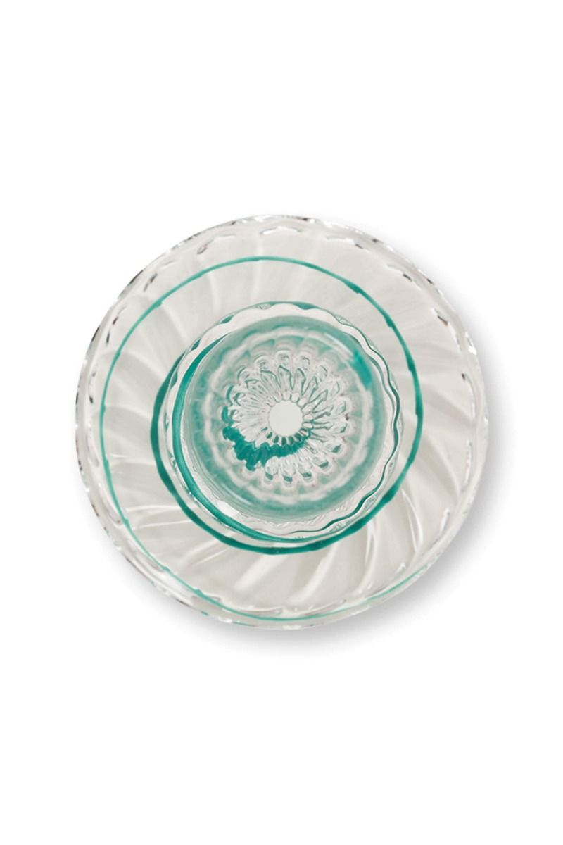 Kerzenständer Glas Strudel Hellblau 20cm