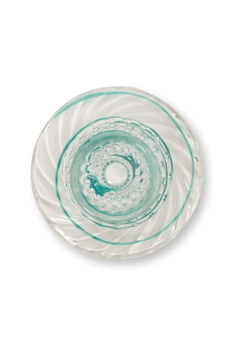 Kerzenständer Glas Strudel Hellblau 22cm