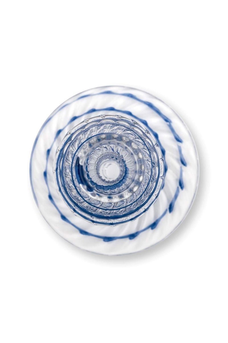 Bougeoir en Verre Tourbillon Bleu Foncé 22cm