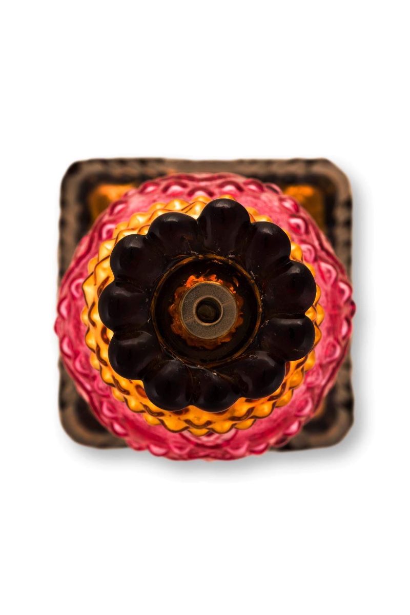 Bougeoir en Verre Bead Rouge/Jaune 30cm