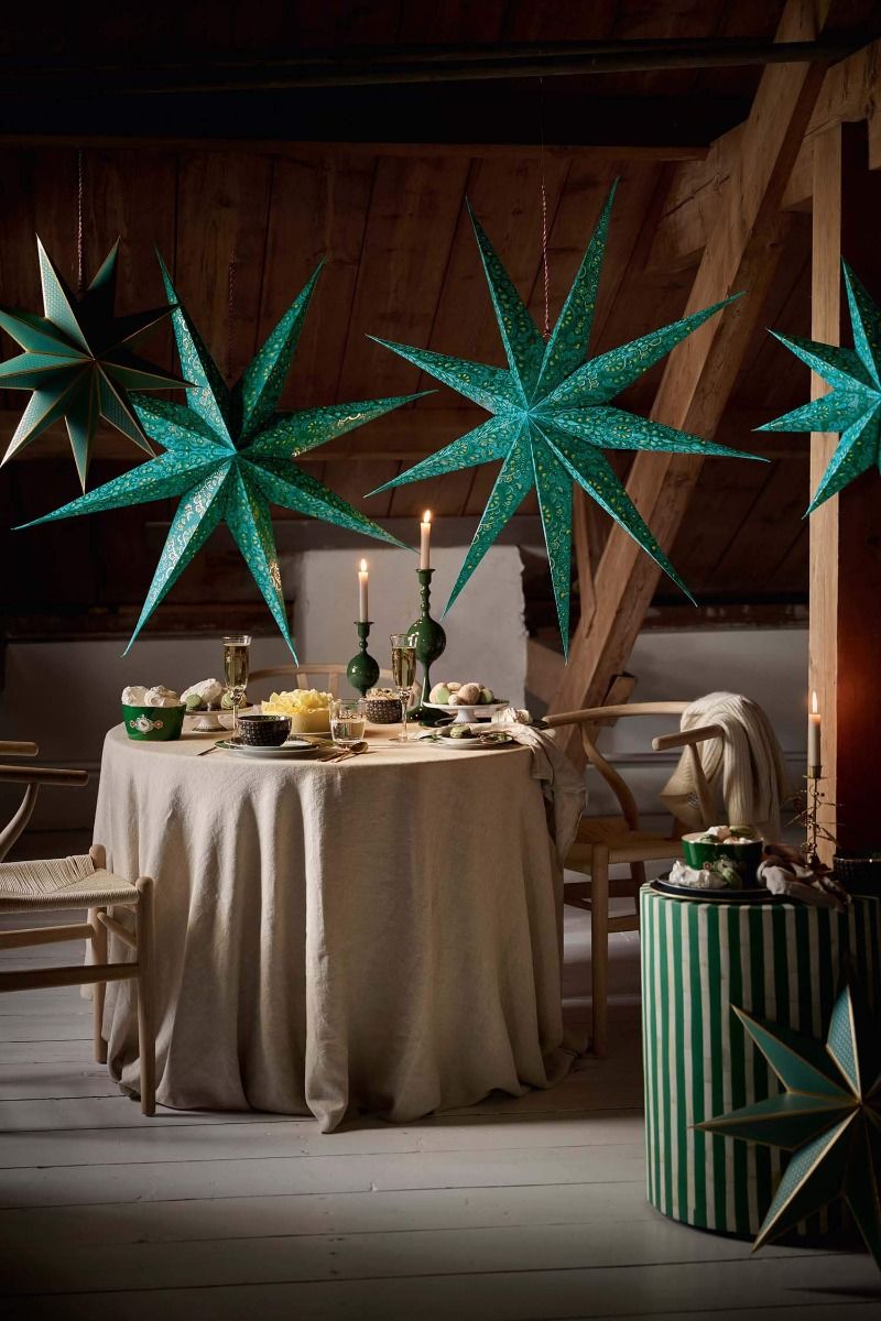 Kerstster Papier Overall Print Groen 60cm