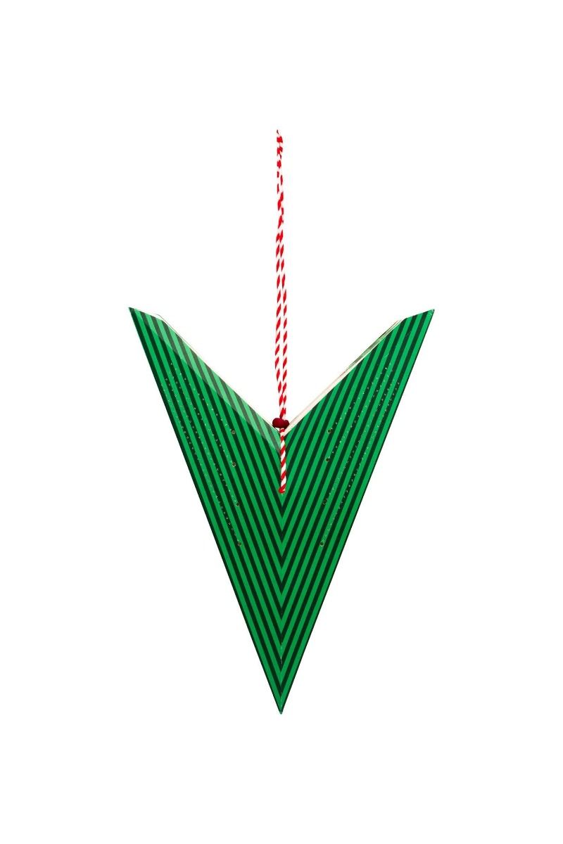 Christmas Star Paper Stripes Dark Green 60cm