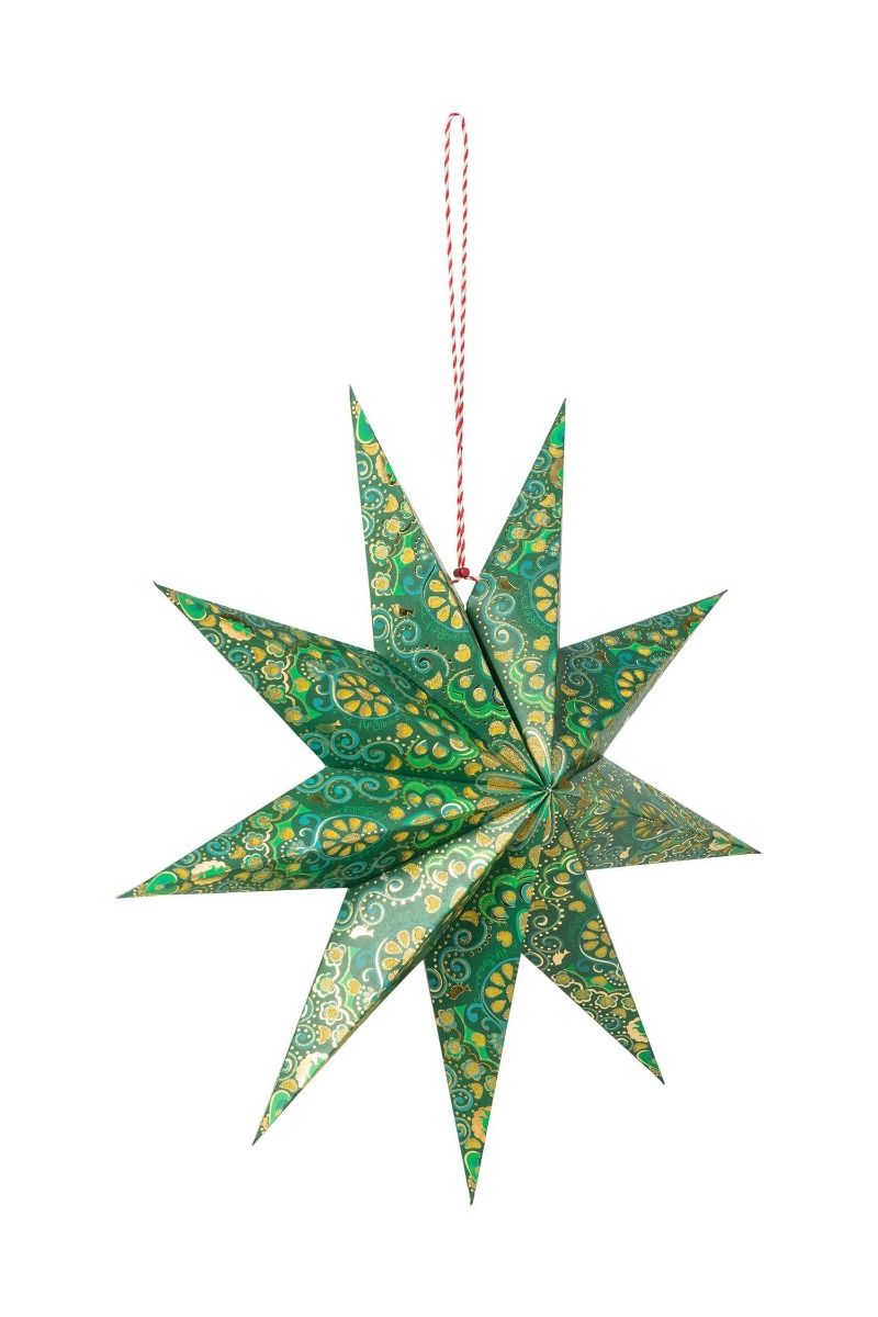 Christmas Star Paper Overall Print Dark Green 60cm