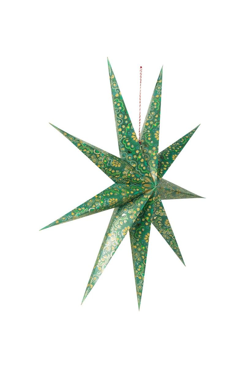 Christmas Star Paper Overall Print Dark Green 110cm