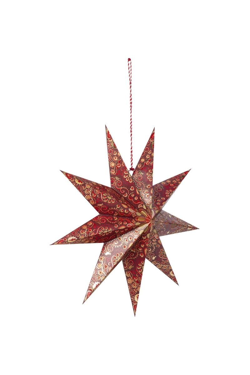 Christmas Star Paper Overall Print Dark Red 60cm