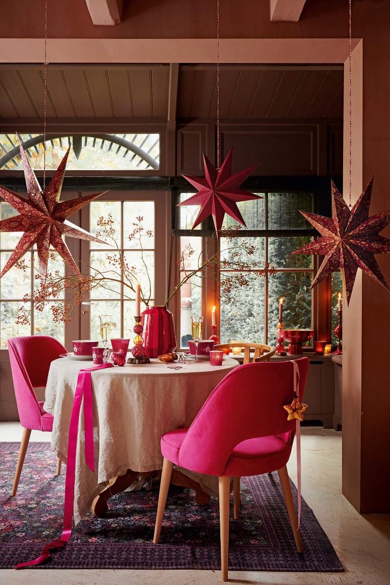 Christmas Star Paper Overall Print Dark Red 60cm