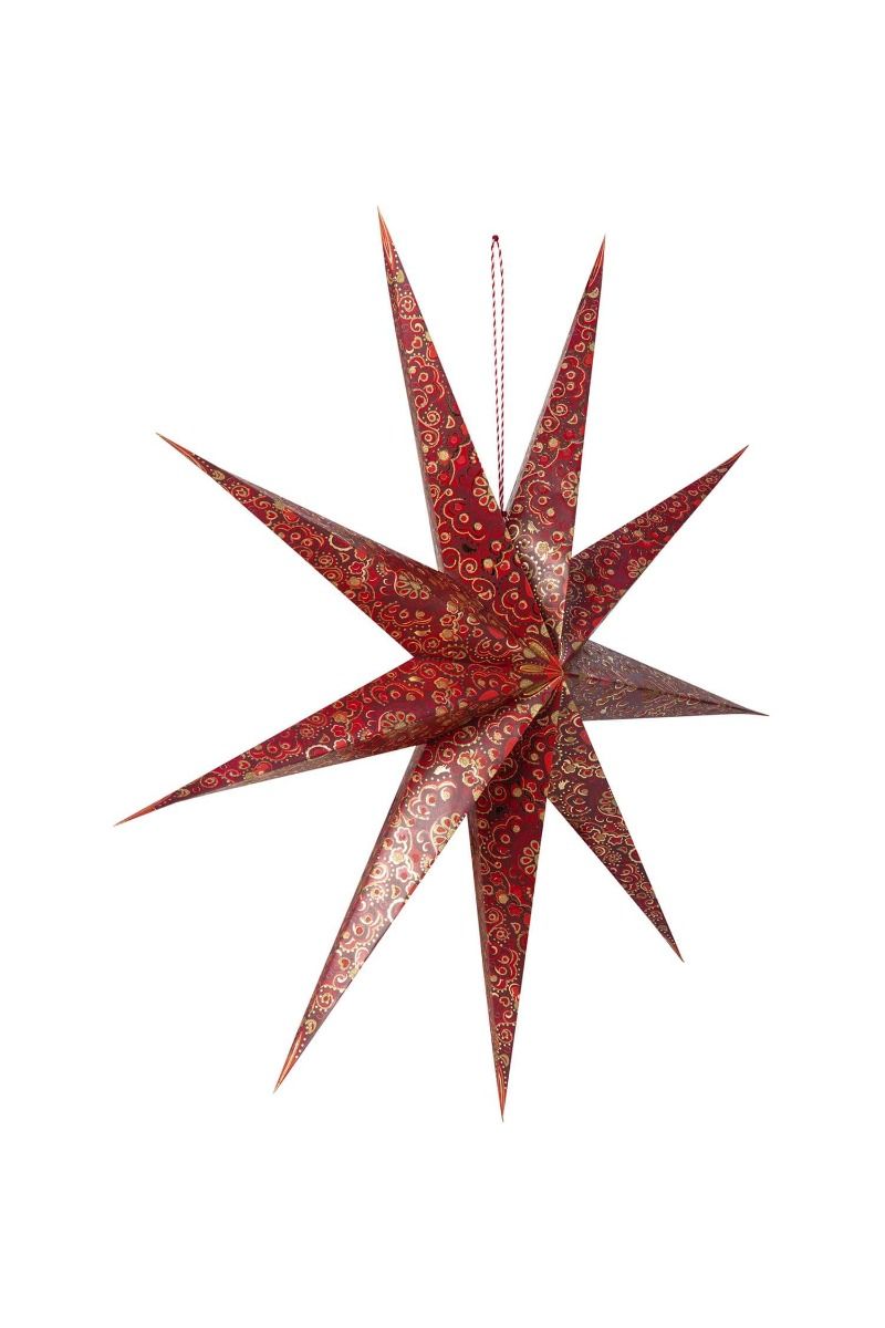 Christmas Star Paper Overall Print Dark Red 110cm