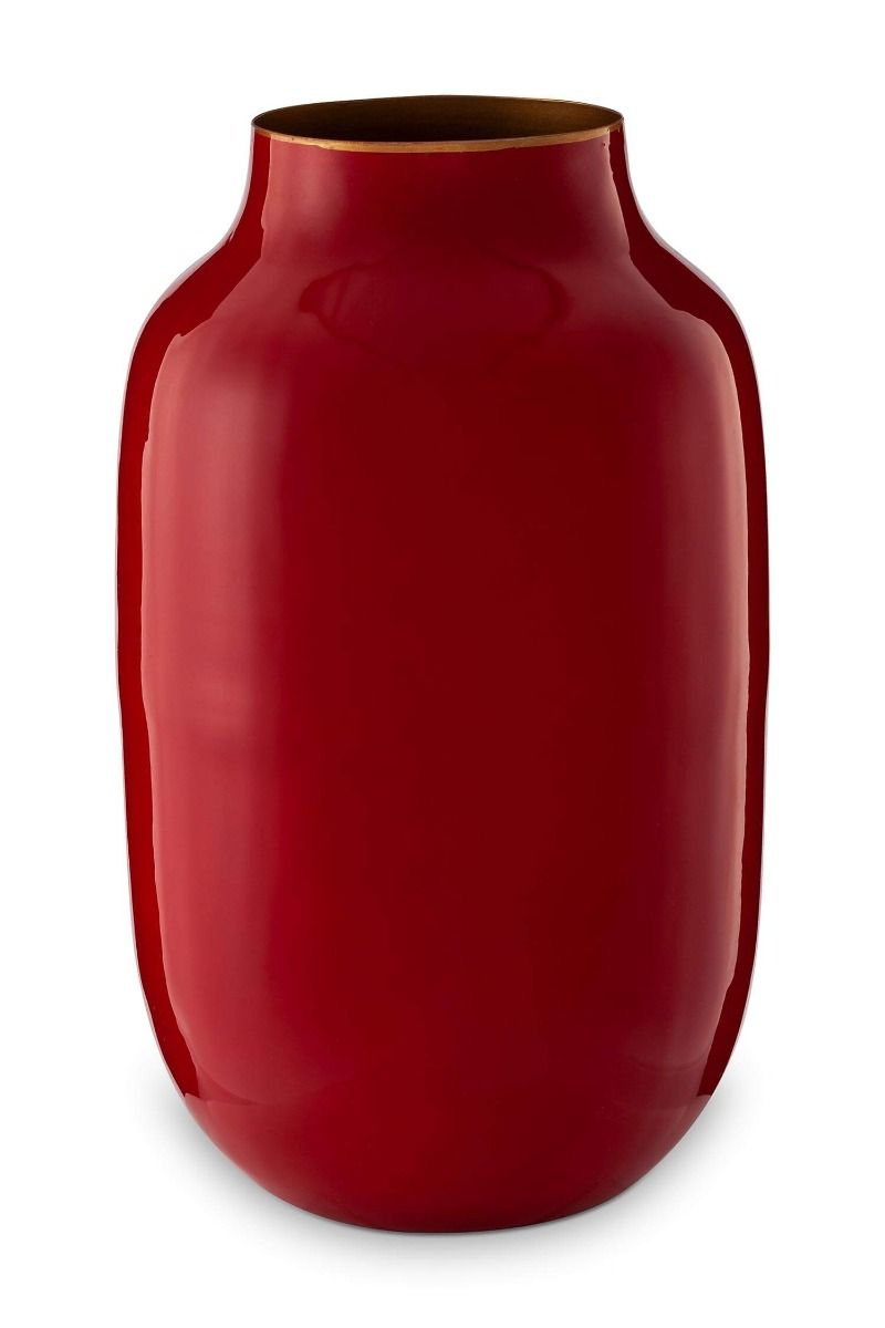 Vase Ovale en Métal en Coloris Rouge 30 cm