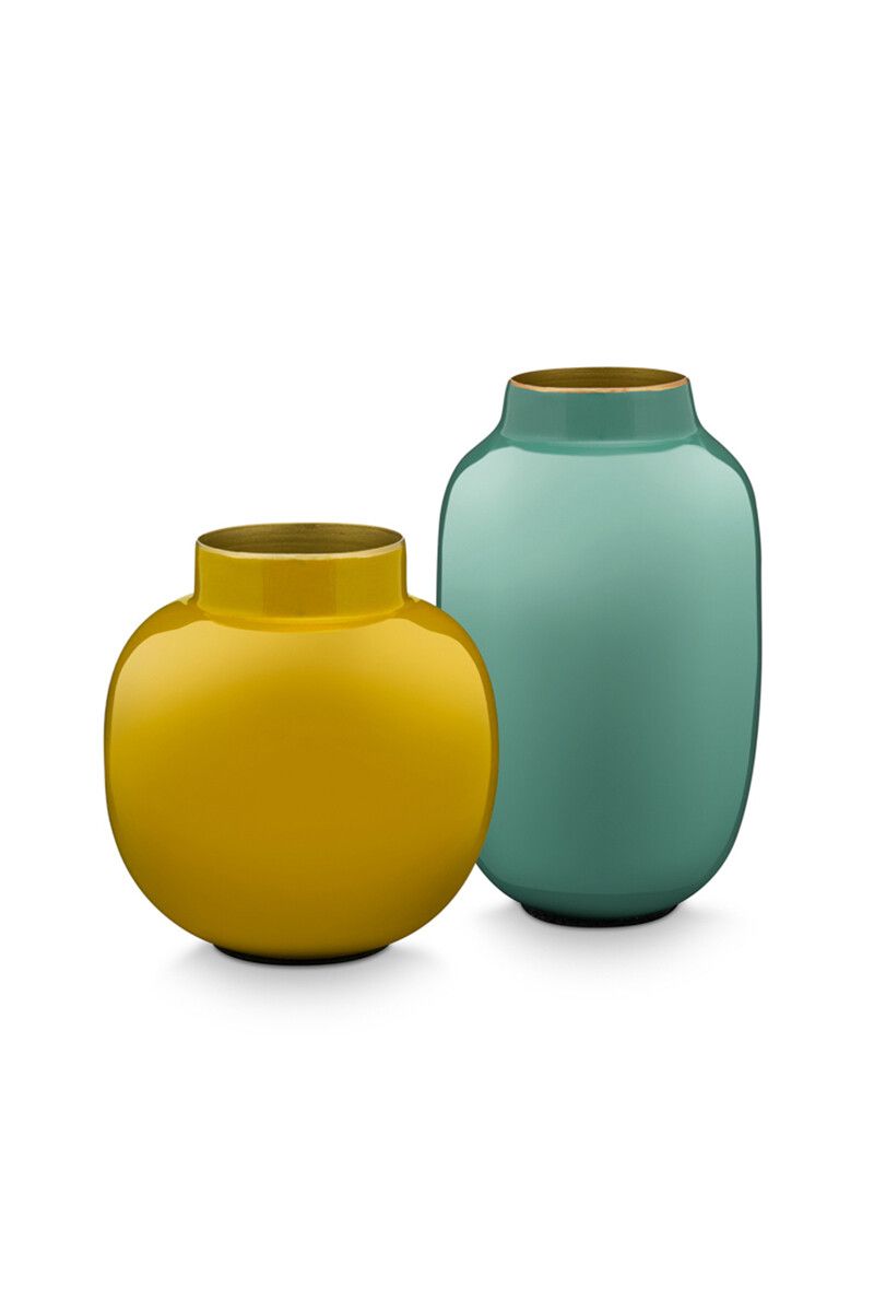 Set Mini Vases Blue & Yellow