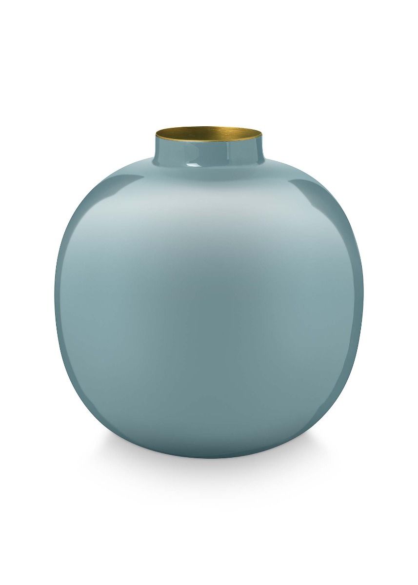 Vase en Métal en Coloris Bleu Clair 23 cm