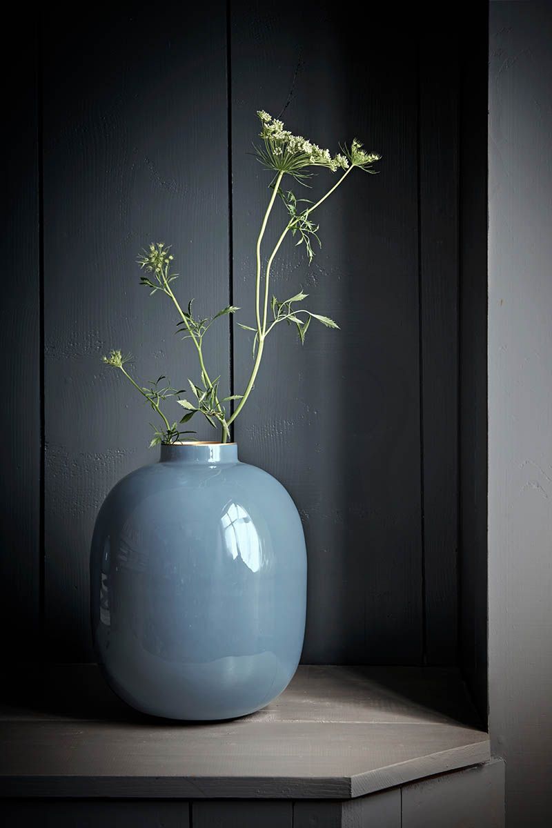 Metall Vase Blau 32 Cm