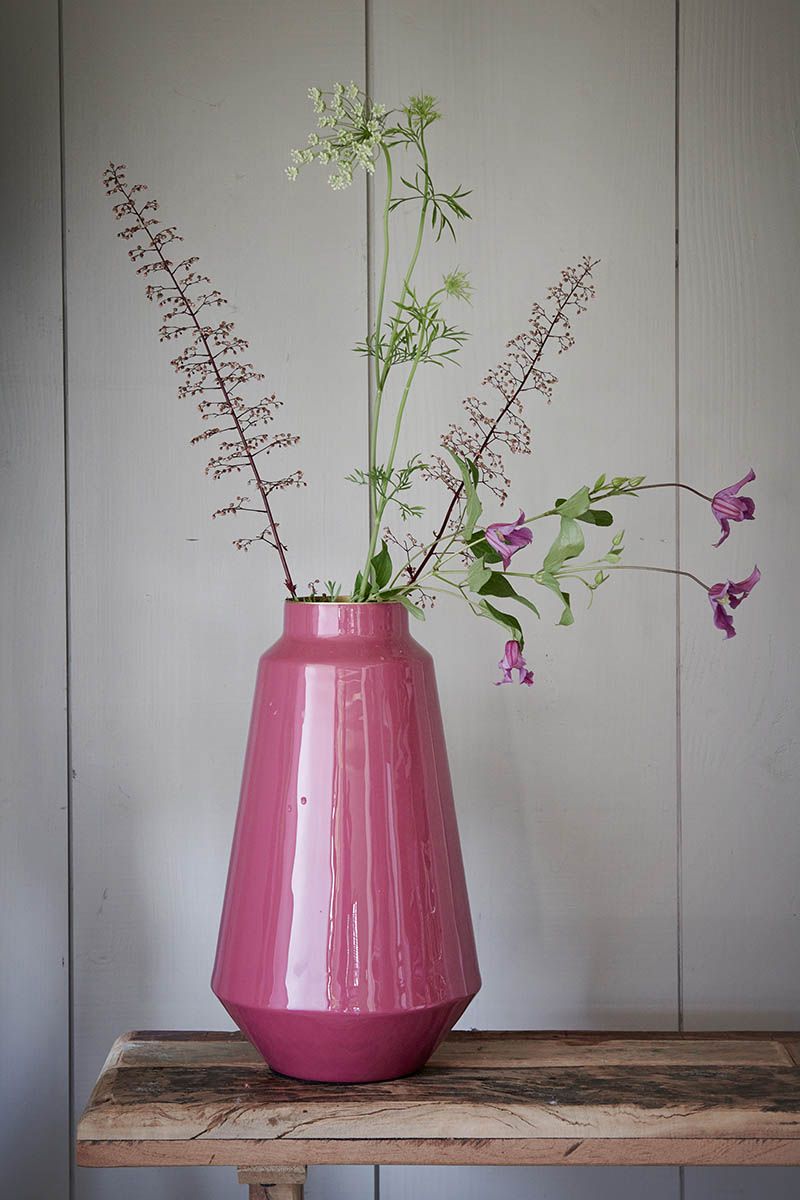 Metal Vase Pink 36 Cm