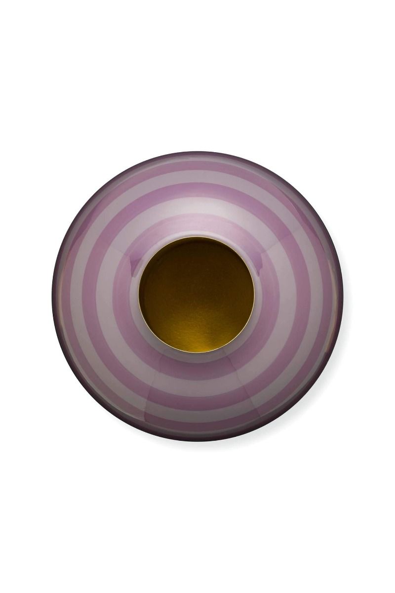 Metal Vase Stripes Lilac 32cm