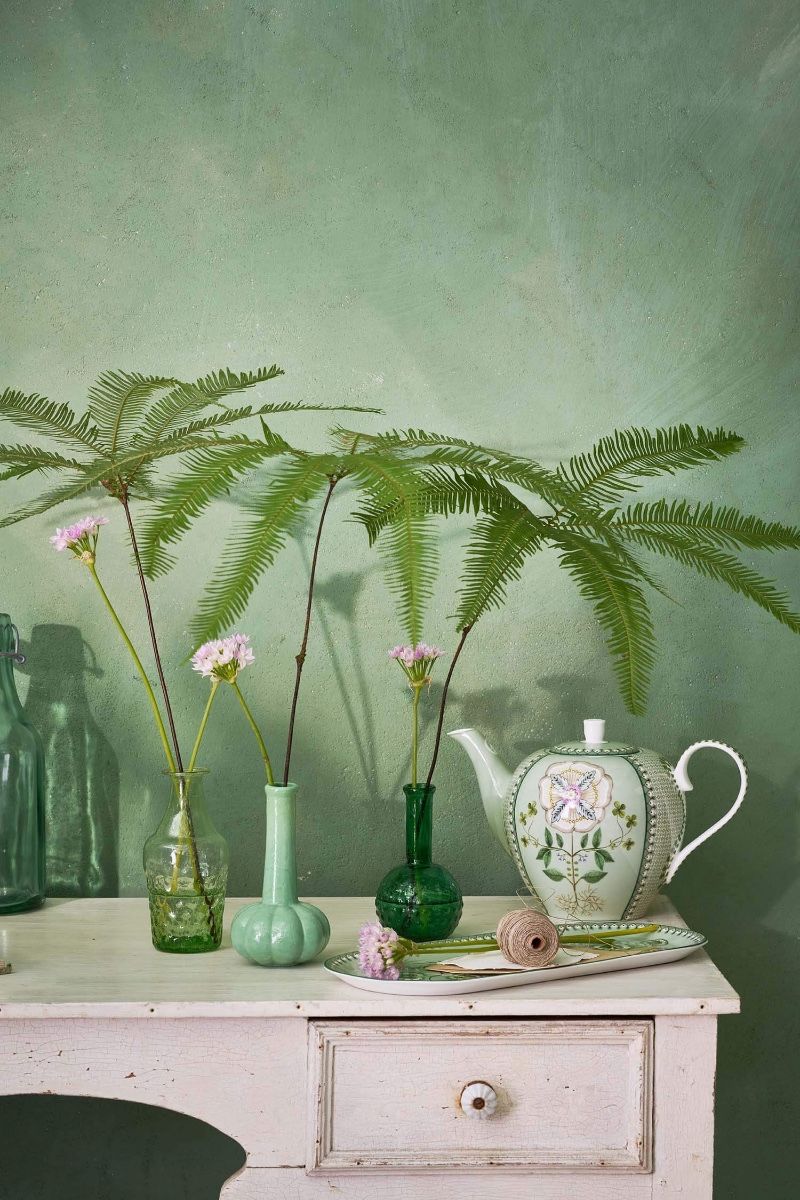 Set/3 Small Vases Glass Soft Green