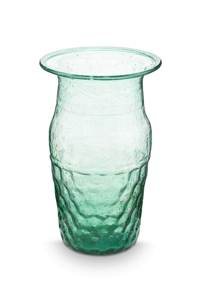 Set/3 Petits Vases en Verre Bleu-Vert