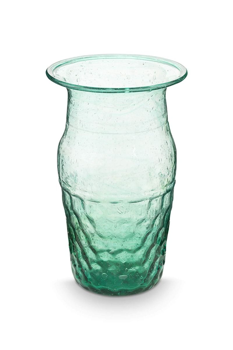 Set/3 Petits Vases en Verre Bleu-Vert