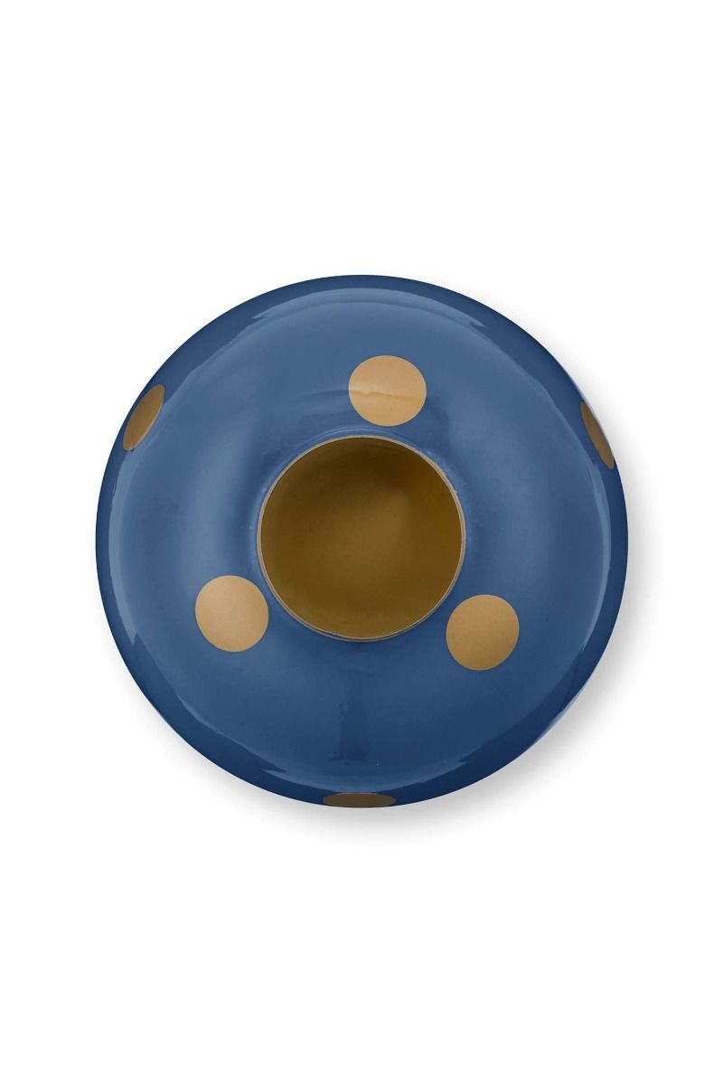 Vaas Metaal Stippen Navy/Goud 23cm