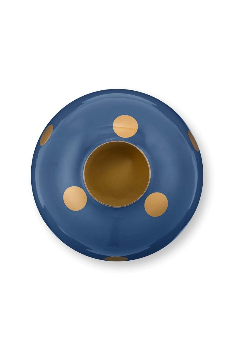 Vaas Metaal Stippen Navy/Goud 32cm