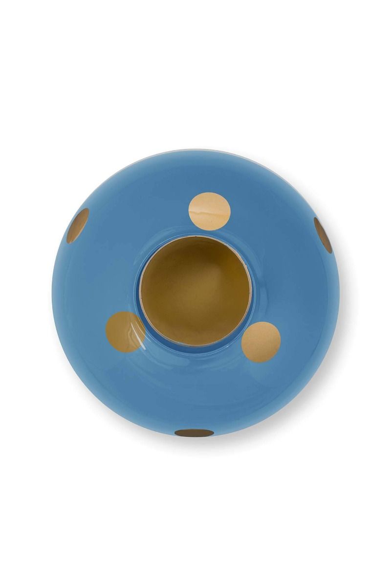 Vaas Metaal Stippen Lichtblauw/Goud 23cm