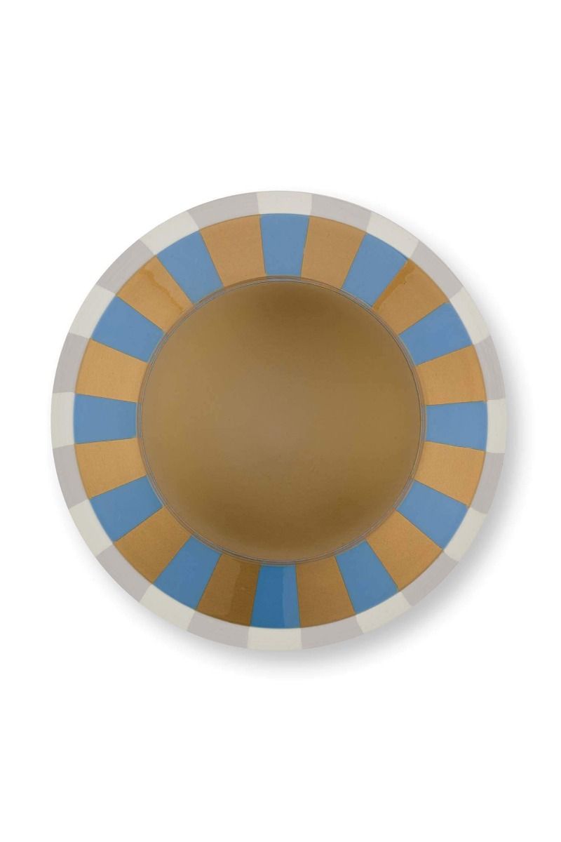 Vaas Metaal Strepen Lichtblauw/Goud 29cm