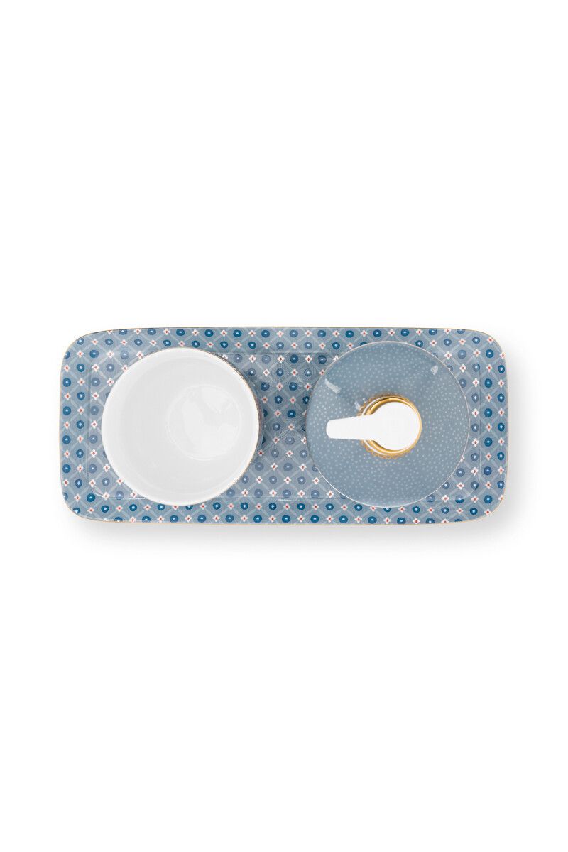 Bathroom Accessories Set/3 Flowery Light Blue