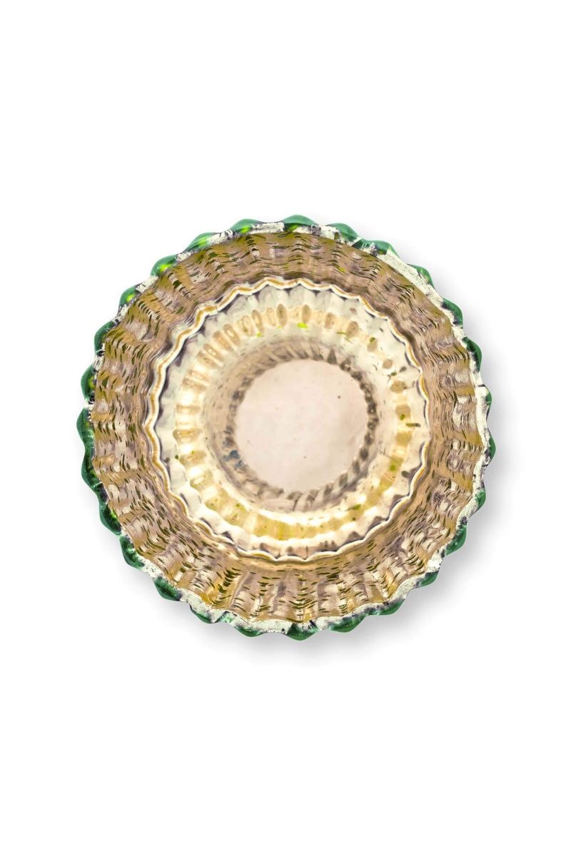 Set/4 Porte/Bougie Verre Bleu 7cm 
