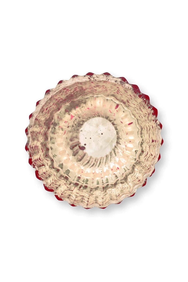Set/4 Porte/Bougie Verre Rouge 7cm