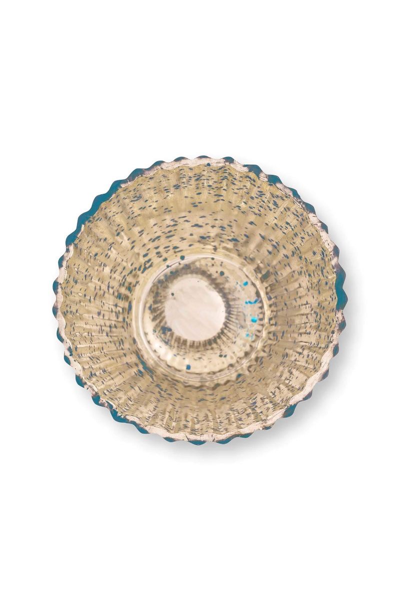 Set/3 Porte/Bougie Verre Bleu 10cm 