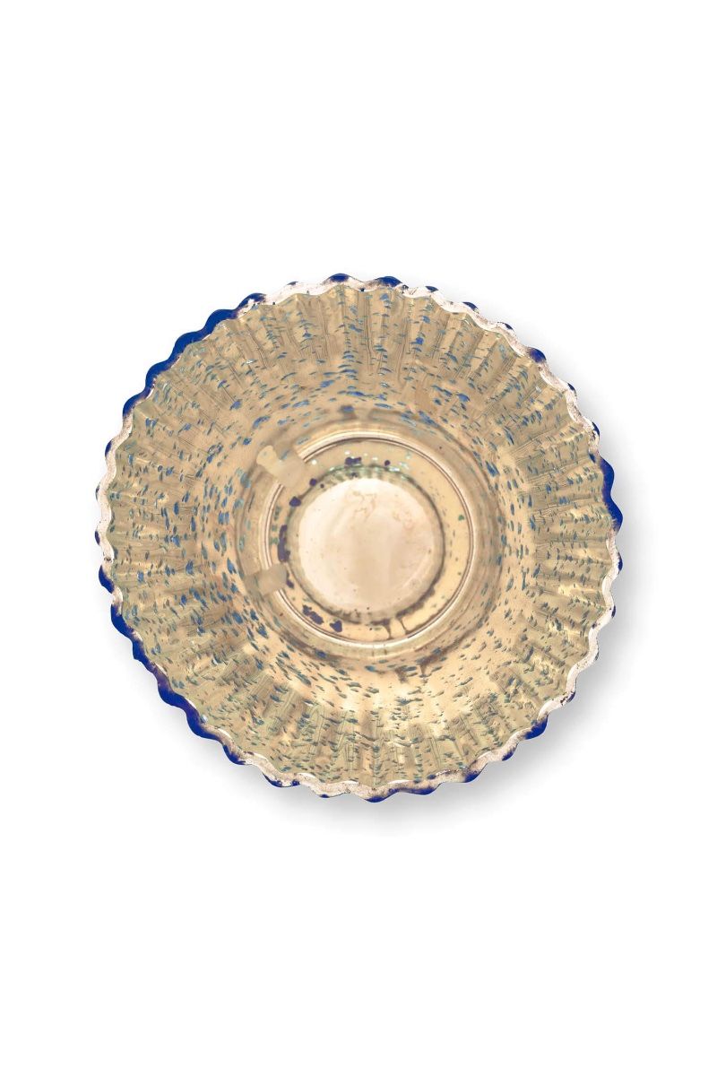 Set/3 Porte/Bougie Verre Bleu 10cm 