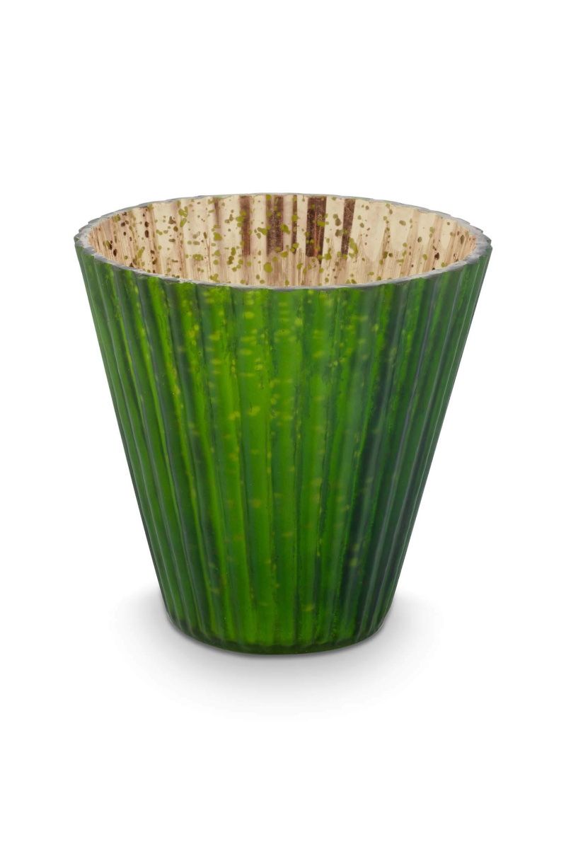 Set/3 Porte/Bougie Verre Bleu 10cm 