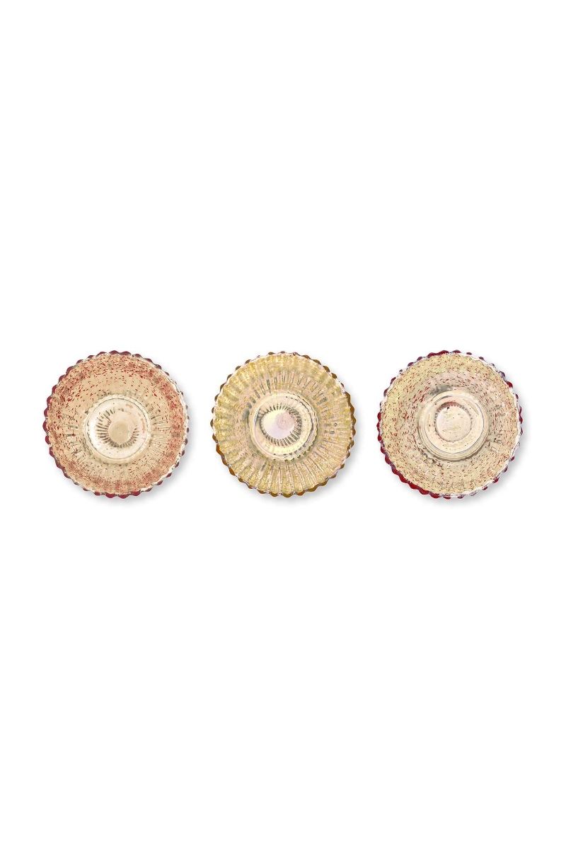 Set/3 Porte/Bougie Verre Rouge 10cm