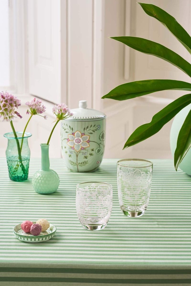 Set/2 Verres à Long Drink Fleur Blanc