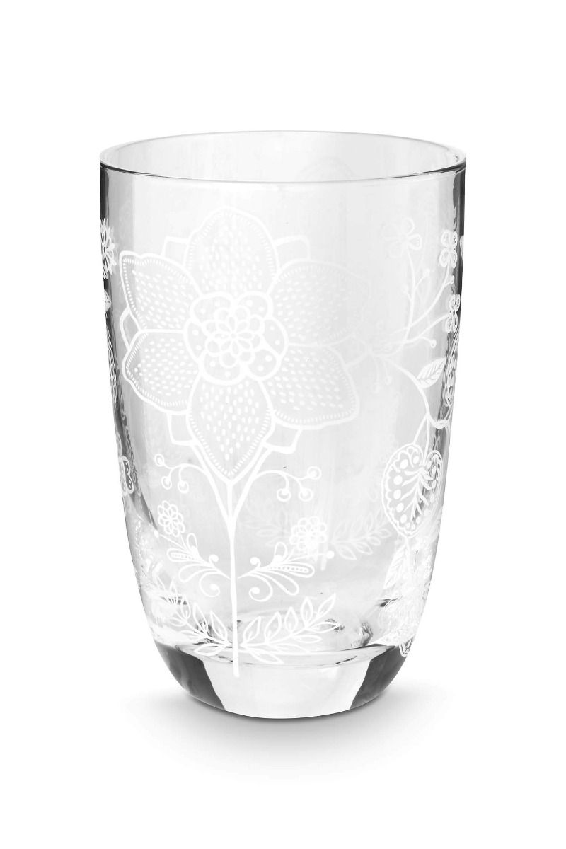 Set/2 Verres à Long Drink Fleur Blanc