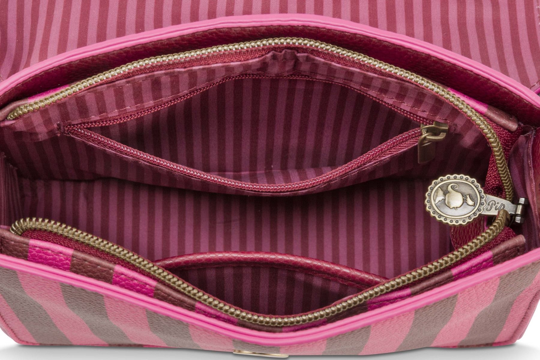 Frances Schultertasche Klein Streifen Rosa