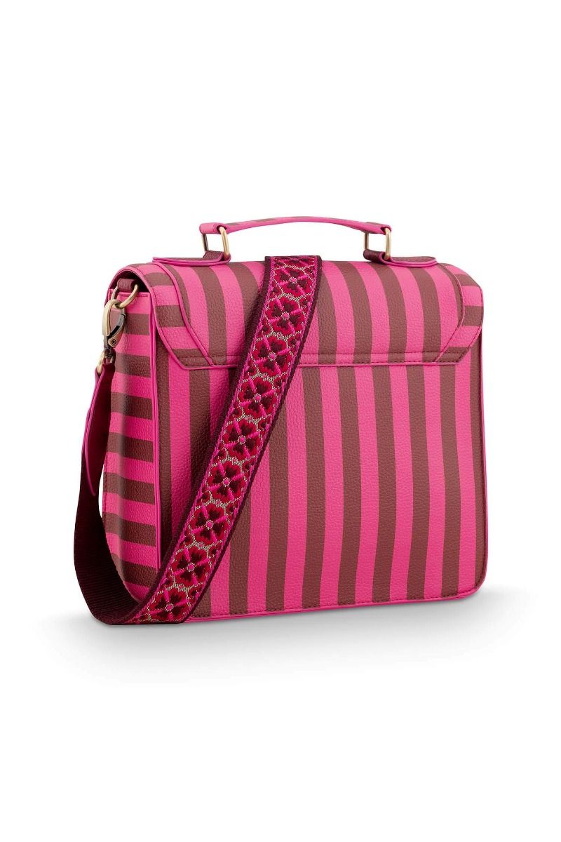 Frances Schultertasche Mittel Streifen Rosa