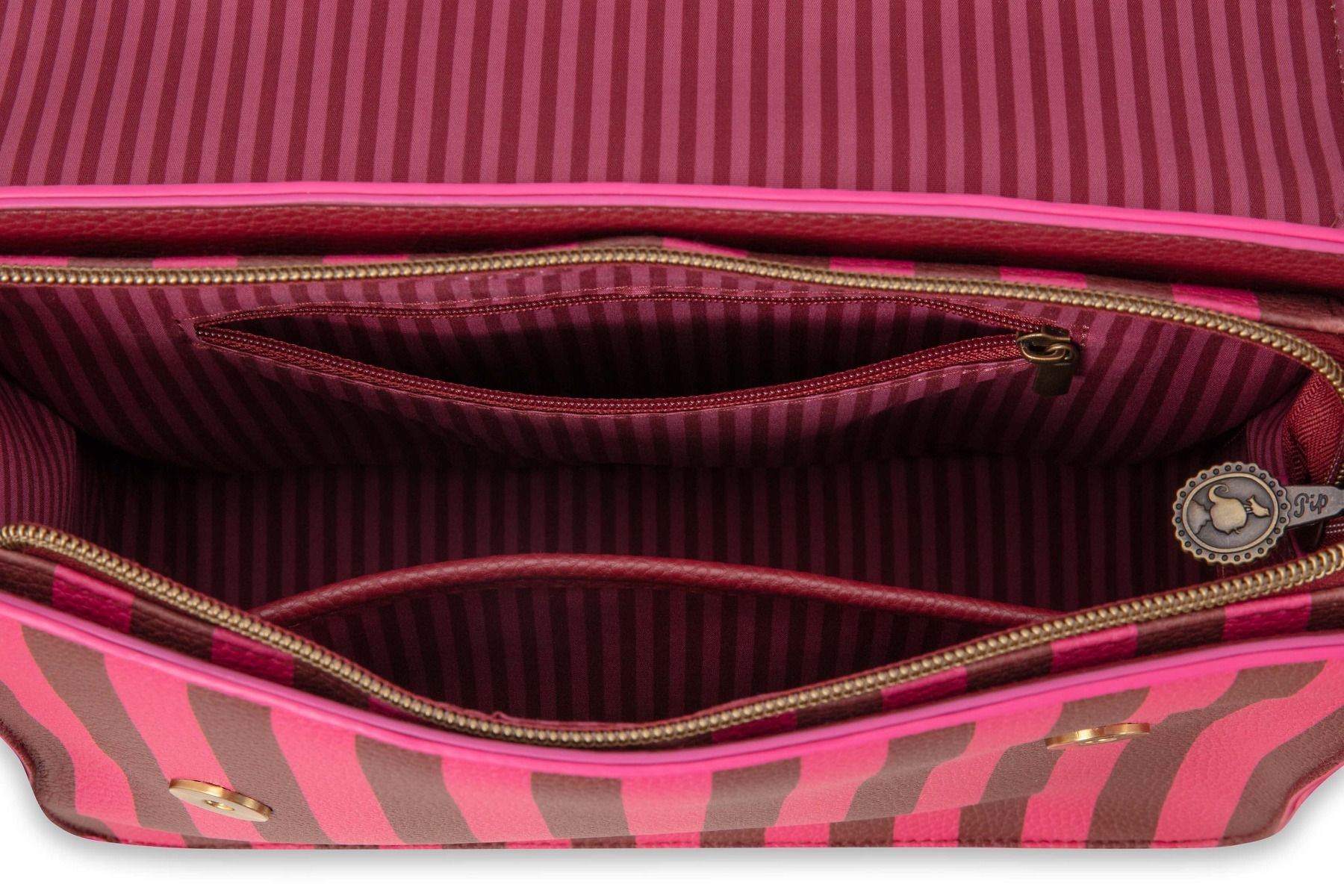 Frances Schultertasche Mittel Streifen Rosa