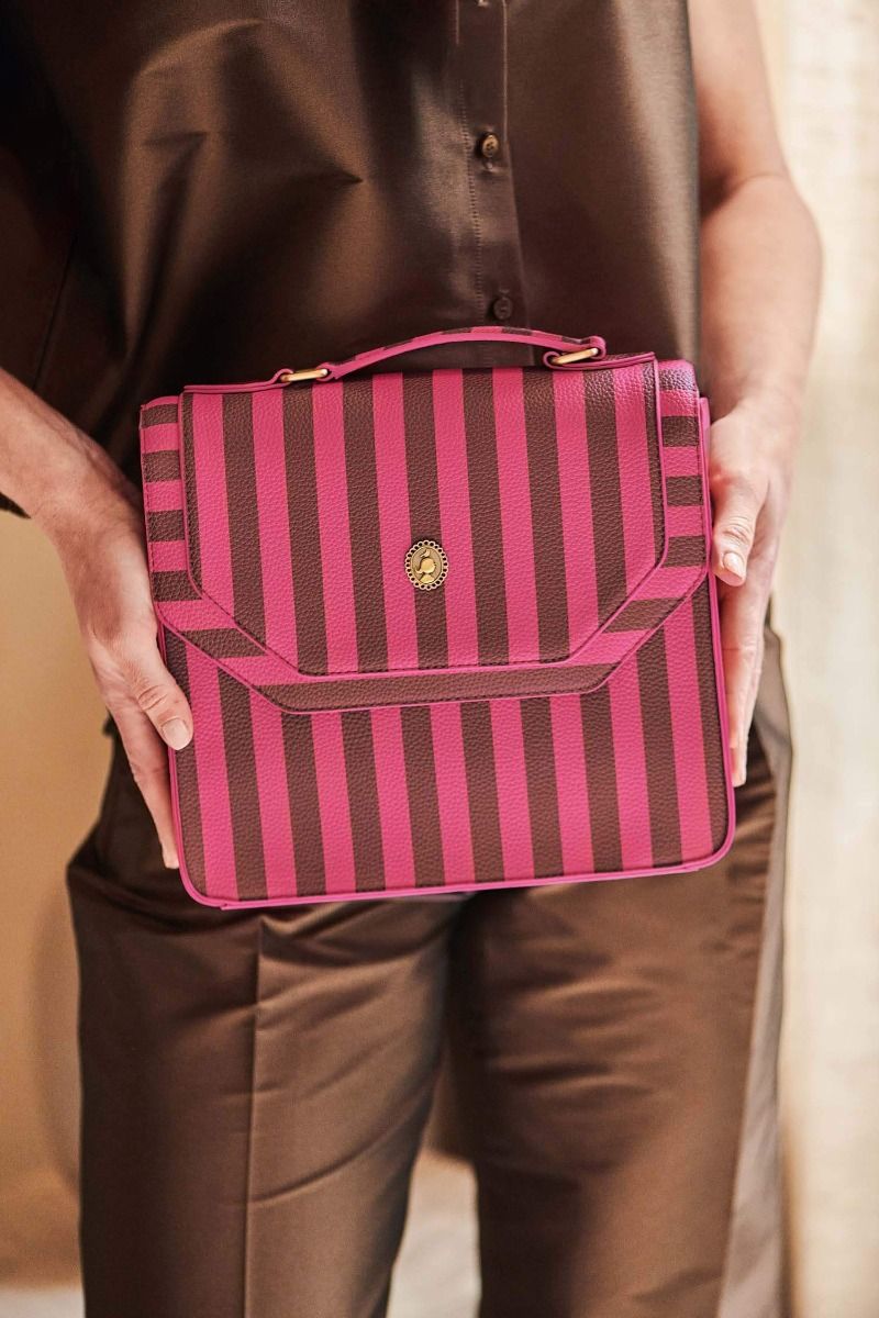 Frances Schultertasche Mittel Streifen Rosa